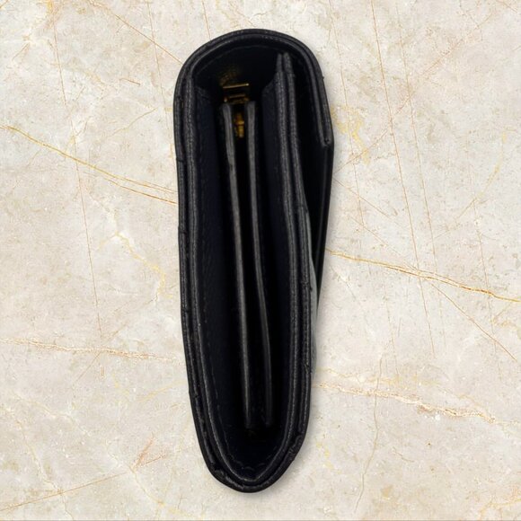 YSL Navy Monogram Flap Wallet in Grained Leather - Picture 5 of 9